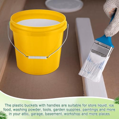 Tioncy 10 Pcs 2 Gallon Plastic Bucket with Lid Heavy Duty 2 Gallon Bucket Pail with Lid Handle for Storage Container Home Household Cleaning (Yellow) - color: Yellow