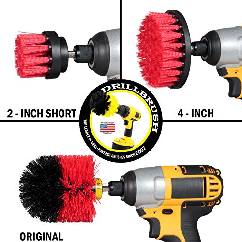Drillbrush Scrub Brush - Drill Scrub Brush Attachment - Stone Cleaning - Deep Cleaning Brush - Ceramic Tile Cleaner Brush - Deck Scrub Brush - Drill Brush Pads - Rotary Drill Brush Cordless Scrubber - color: Red