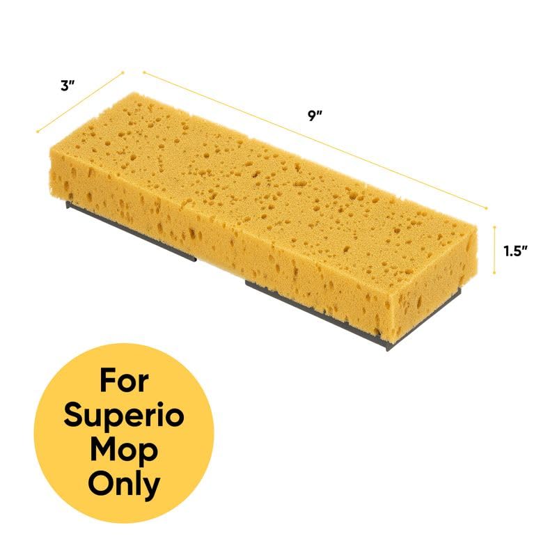 Sponge Mop Refill for Superio Butterfly Mop Only Overall: 9"x3" Screws: 6.5" Apart, 2 Pack - size: Replacement #1 (2)
