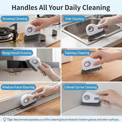 2 Pcs Window Track Cleaner Brush, Window Sill Cleaner Tool with Scraper, Multifunctional Hard Bristle Grip Brush for Sliding Door Track, Windows Sill, Windows Seal