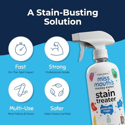 Miss Mouth's Messy Eater Stain Treater Spray - 16oz Stain Remover - Newborn & Baby Essentials - No Dry Cleaning Food, Grease, Coffee Off Laundry, Underwear, Fabric - style: 1 Pack (16oz)