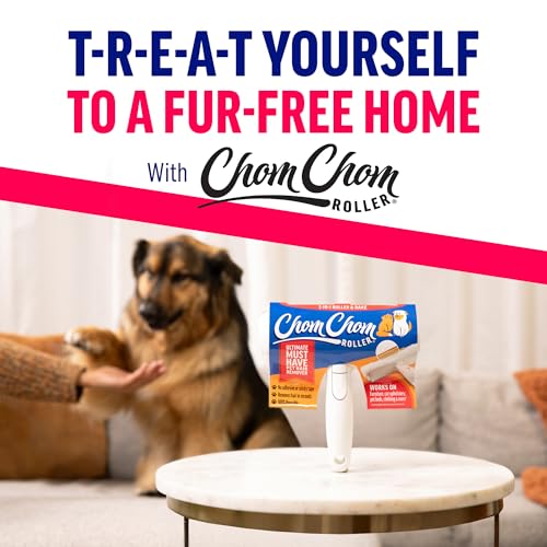 ChomChom Roller & Rake – Reusable Pet Hair Removal Roller with Rake Attachment for Cat & Dog Fur on Furniture, Couch, Carpet, Car, Rugs, Bedding & More– Portable, Eco-Friendly