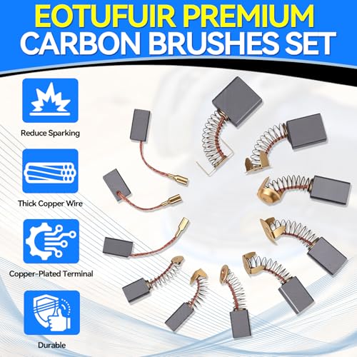 70PCS Electric Motor Carbon Brushes Set, 11 Assorted Sizes, Thicker Copper Wire, Premium Graphite Replacement for Power Tools, Drills, Grinders, Vacuum Motors Repair Kit