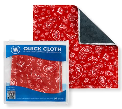 Microfiber Wholesale Quick Cloth Glasses Cleaning Cloths–8x8 Paisley Red 1-Pack with Case | Double-Sided Lens Cleaner for Eyeglasses, Camera, Screens Glass | Reusable Microfiber Glass Polishing Cloths - color: Red Paisley, size: 8"x8"