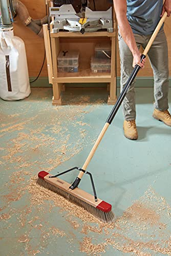 Harper 24 Inch Indoor Push Broom, Premium Heavy Duty Smooth-Surface Floor Cleaning with Flagged Bristles, Home and Garage Sweeping, Gray - style: Premium Indoor Smooth-Surface Push Broom