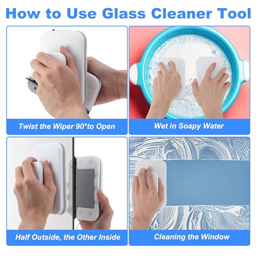 Magnetic Windshield Cleaner Tool, Double-Sided Window Cleaner Tool, Magnetic Glass Wiper for Car/High Rise/Windshield/Sidewindow/Sliding Door Glass Thickness 3-10mm/0.12-0.4inch