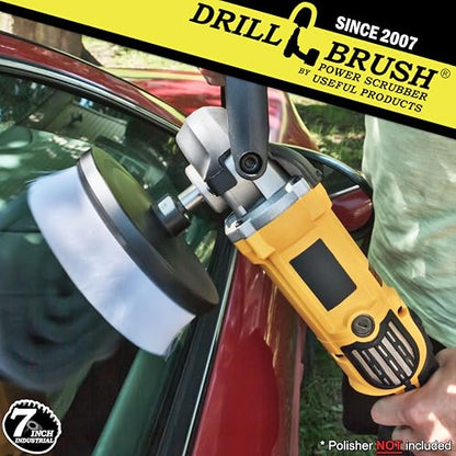 Carpet Cleaner Scrub Brush for Polisher - 7 Inch Soft White Drillbrush with 5/8 x 11 Threaded Hub for Rotary Polisher Machine - Large Car Buffer Brush - Large Carpet Scrubber - Drill Adapter Included - color: White