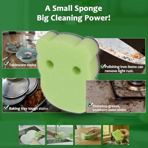 18 Pack Reusable Dish Sponges, Dual Sided Kitchen Scouring Pads | Dual-sided heavy duty sponges with scouring side for grease, cookware, sinks, grills, pots, pans, dishes, and daily cleaning.