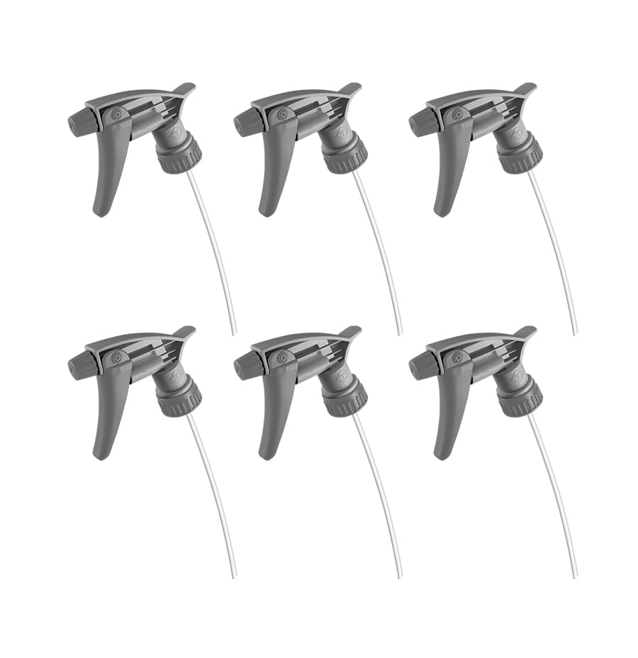 Nanoskin 6-Pack Chemical Resistant Trigger Sprayer – Grey, 9 1/4" | High Output Spray Bottle, Adjustable Nozzle, Durable Construction, Ergonomic Design for Car Detailing, Cleaning, and Industrial Use
