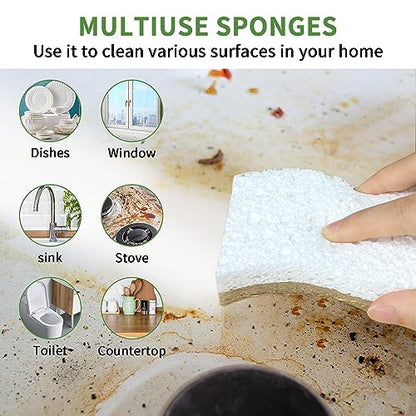 9 Pack Biodegradable Natural Kitchen Sponge - Compostable Cellulose and Coconut Walnut Scrubber Sponge - Eco Friendly Sustainable Sponges for Dishes