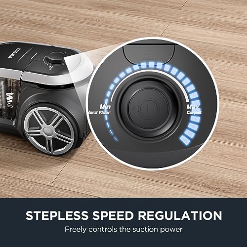 Eureka Bagless Canister Vacuum Cleaner, Lightweight Vac for Carpets and Hard Floors, Silver with Black, NEN180 - color: Silver With Black