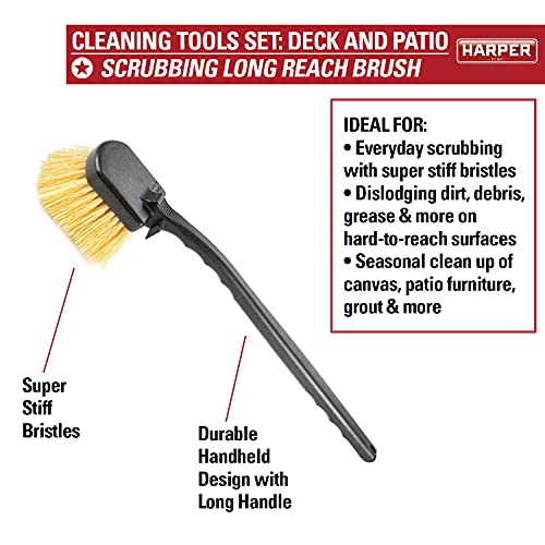 Harper 37518100 Deck/Patio Cleaning Set with 60 in. Handle Deck Brush, Heavy Duty Corn Broom, Scrubbing Brush and Long Reach Scrubbing Brush - style: Deck/Patio Cleaning Set