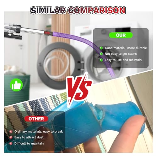 2 Pieces Dryer Vent Cleaner Kit, Universal Vacuum Attachment with Flexible Lint Brush & Vacuum Hose, Fits Most Vacuums for Dryer Lint Removal, Fire Prevention, Home Appliance Cleaning