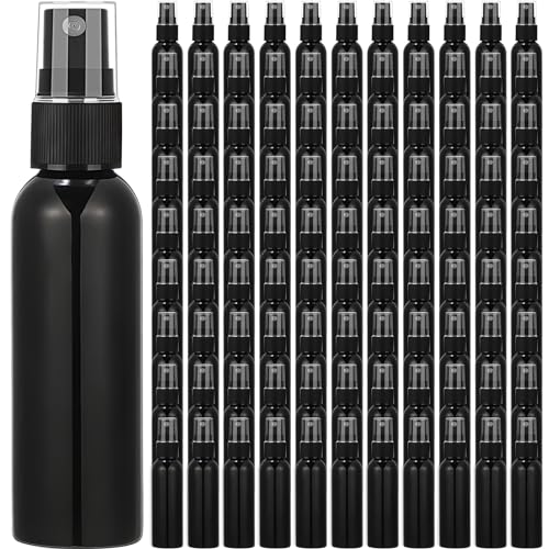 Tanlade 100 Pcs 2oz Small Spray Bottles Refillable Mini Spritzer Clear Empty Plastic Spritz Bottle Refillable Reusable Travel Size Mist Sprayer for Travel Cleaning Perfume Liquid(Black) - color: Black