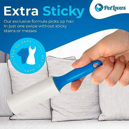 PetLovers Extra Sticky Lint Roller Mega Value Set for Pet Hair Removal and Clothes, Dog and Cat Lint Remover (Blue, 4 Pack Mini) - size: 4 Pack Mini