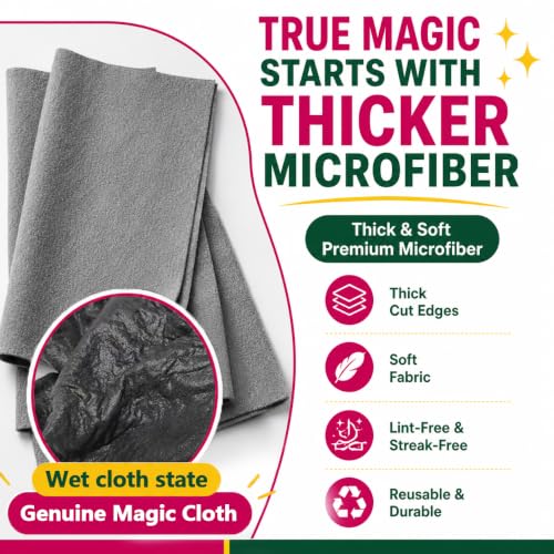 6PACK GenieCloth Magic Cloth 6-Pack XXL Microfiber Cleaning Cloths | 16x12 Inch Size, Streak & Lint-Free, Cleans with Water Only, Machine Washable, Glass, Steel & More