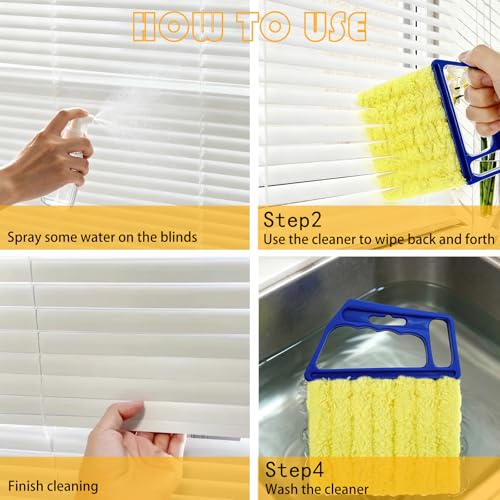 2 Pcs Blinds Cleaner Duster Tool 7 Finger Microfiber Washable Blind Cleaner Mini Window Dusters for Cleaning Dust Remova for Window Air Conditioner Vent Fans Venetian Shades Wood Blinds Dust Dirt - color: Blue