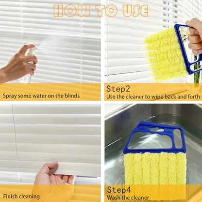2 Pcs Blinds Cleaner Duster Tool 7 Finger Microfiber Washable Blind Cleaner Mini Window Dusters for Cleaning Dust Remova for Window Air Conditioner Vent Fans Venetian Shades Wood Blinds Dust Dirt - color: Blue
