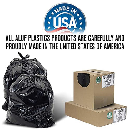 Aluf Plastics 33 Gallon Trash Can Liners (400 Count) - 33" x 39" - Thick 1.5 MIL Equivalent Black Trash Bags for Bathroom, Kitchen, Office, Industrial, Commercial, Recycling and More - color: Black, style: 33 Gal, 1.2 Mil, 400 Count
