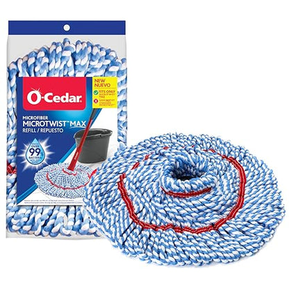 O-Cedar Genuine MicroTwist MAX Twist Mop Head Replacement | Machine Washable | Reusable | Microfiber Refill | Removes 99% of Bacteria - size: 1 Pack