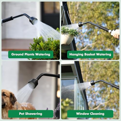 RESTMO Heavy Duty Full Metal Long Watering Wand, 24 Inches Gentle Soft Full Shower Sprayer Wand with Flow Control, Hose Wand for Hanging Baskets, Shrubs, Plants, Flowers, Garden and Lawn, Flash Black - color: Flash Black