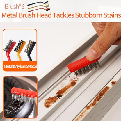 13Pcs Crevice Cleaning Brush Set, Window Groove Cleaning Brush Kit Hard Bristle for Sliding Door, Sill, Tile Lines, Shutter, Corner, Grout, Sink