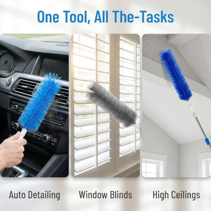 2026 Flexible Microfiber Fan Duster, Bendable Crevice Brush for AC Vent, Car, Curtain, Cobweb, Washable Reusable（Gray 2 PCS） - color: Gray 2 Pcs