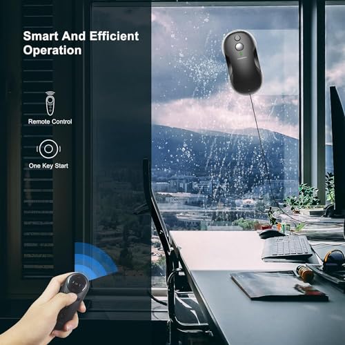 Tosima W3 Window Cleaning Robot - Dual Direction Auto-Spray Smart Window Cleaner with Triple Safety System, Smart Navigation, Remote Control, for All Smooth Surfaces, with 12 Rags, Black - color: Off-black