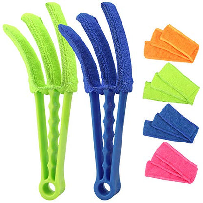 Window Blind Cleaner Duster Brush Kit 2 Pack Brush with 6 Microfiber Sleeves - Blind Cleaner Tools for Window Blinds Air Conditioner Jalousie Dust