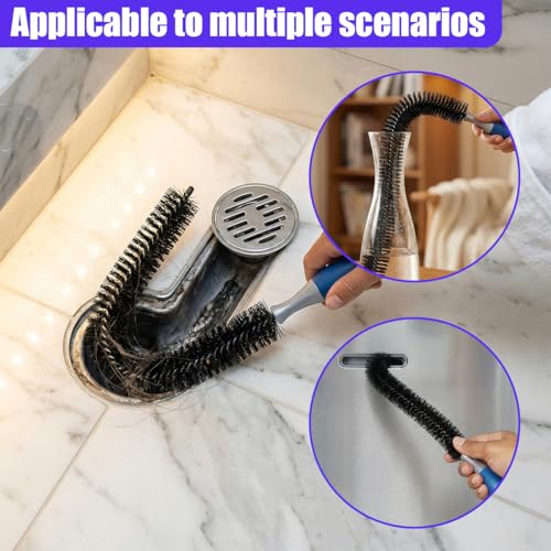Car Engine Cleaning Brush with Long Handle, Flexible Hard Bristle Auto Detailing Brushes Kit with Hanging Hole, Bendable Car Wash Brush for Radiator Dryer Vent/Refrigerator Coil (2PCS) - size: 2PCS