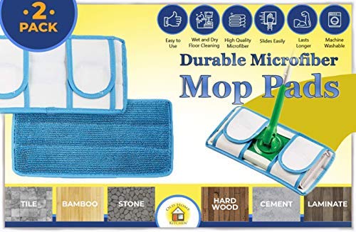 Reusable Microfiber Mop Pads | Durable Machine Washable Refills | Compatible with Swiffer Dry Mops | Flat Mop Pads for Efficient Floor Cleaning | 2 Pack - size: 2 Count (Pack of 1)
