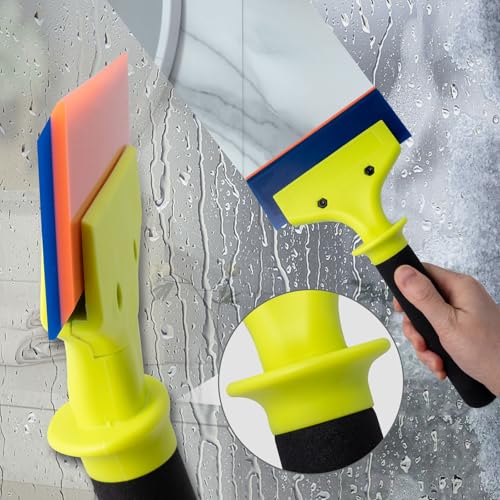 NEWISHTOOL 2 Pack Rubber Squeegee with Nylon Handle for Water Removal, Glass Cleaning, PPF Installing and Window Film Application (5-Inch Blade with Long Handle) - size: 5-Inch Blade with Long Handle