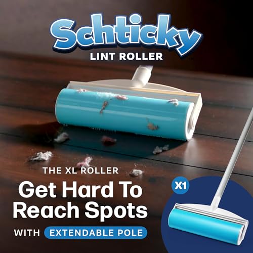Schticky Lint Roller Set - Reusable & Washable Lint Roller Cleaner for Clothes Sofa Furniture Car Cat Dog Hair - Clean in a Quicky with Schticky (3 Piece Set)