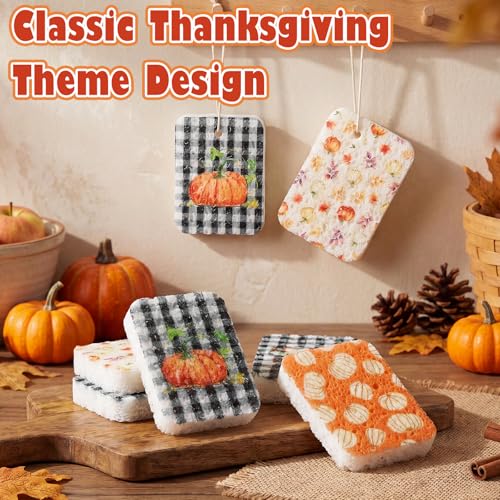 Hahafelt 36 Pack Fall Pumpkin Compressed Cellulose Sponges Bulk Pop up Autumn Natural Kitchen Compostable Non Scratch Dish Sponges for Washing Dishes, Cleaning Countertop Sink - style: Fall Pumpkin
