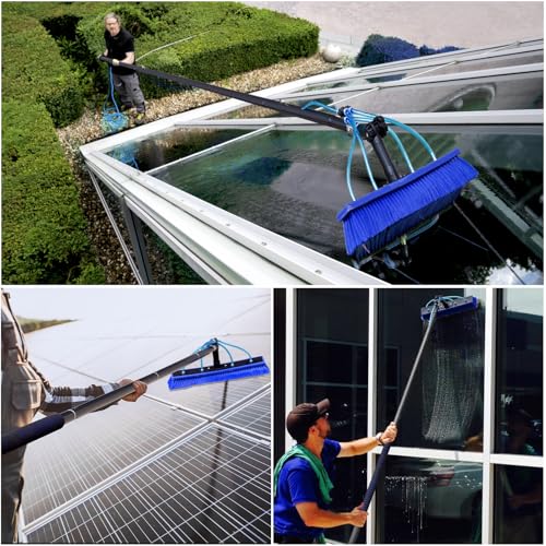 Solar Panel Window Cleaning Brush and Pole, 33FT Adjustable Window Cleaner Brush & Water Fed Pole Kit, Solar Panel Cleaning System Window Washing Equipment Tool - size: 33ft