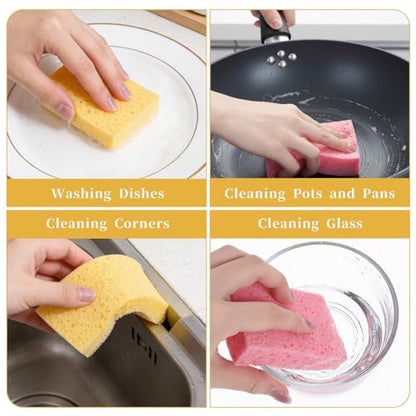 15 PCS Compressed Cellulose Sponges, Dish Sponges Kitchen, Non-Scratch Colorful Sponge Soft Washing Scrubbers for Kitchen Bathroom Car Cleaning Funny Cut-Outs DIY