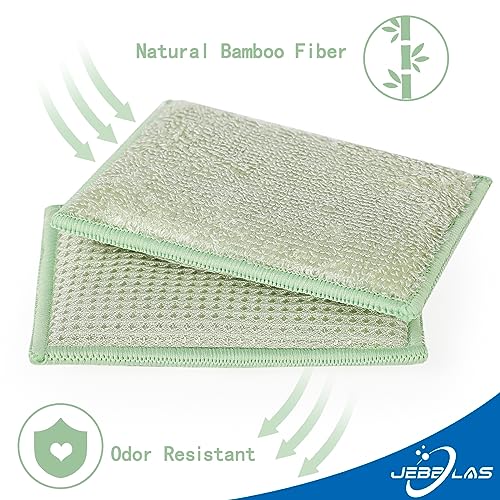 JEBBLAS Bamboo Natural Absorbent Sponges Kitchen Cleaning Sponges Reusable Dish Washing Sponges Beige (8 Pack) - color: Beige