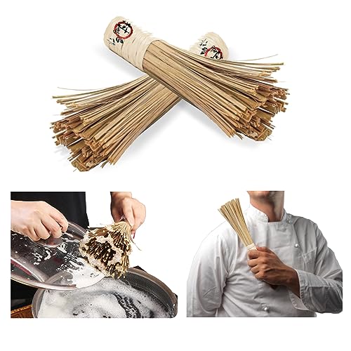 12-Inch Bamboo Wok Brush, Flat Brush, Kitchen Cleaning Brushes for Scrubbing and Cleaning Cooking Pots, Pans and Grilling Utensils (1 Pack)