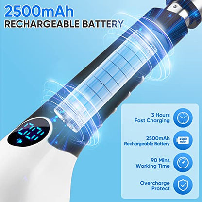 Electric Spin Scrubber, Cordless Cleaning Brush Power Shower Scrubber Long Handle Extendable Handheld Electric Scrubber for Bathroom Floor Tub Tile with 8 Replaceable Brush Heads & Hook