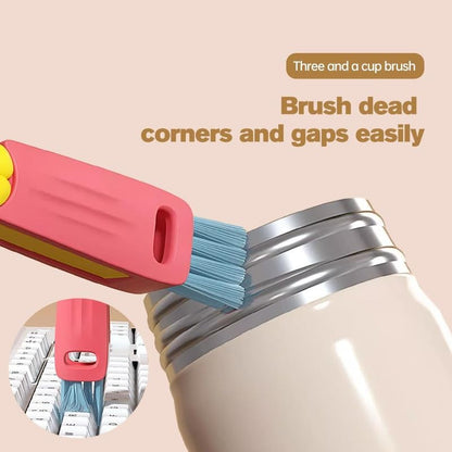 3 in 1 Cup Lid Gap Cleaning Brush, Multifunctional Bottle Brush, Cup Lid Gap Cleaner, Home Kitchen Crevice Cleaning Brush Tools (A-Blue) - color: A-blue