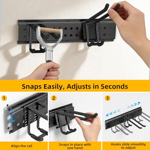 GRENPRO Garage Tool Organizer Wall Mount with 66 inches Rails and 10 Hooks, Heavy Duty Tool Rack, Garage Storage Rack For Yard Tools - size: 66 inch