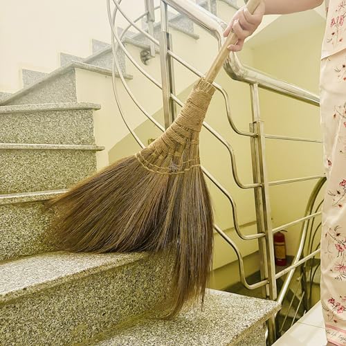 Vietnamese Natural Soft Broom - Broom Grass Handmade Broom Witch Broom Bamboo 57.08 inch Length, 19.69 inch Width - style: Style Basic