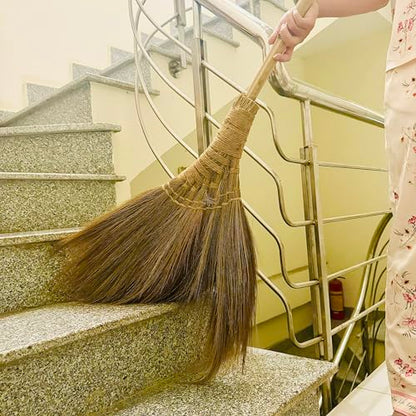 Vietnamese Natural Soft Broom - Broom Grass Handmade Broom Witch Broom Bamboo 57.08 inch Length, 19.69 inch Width - style: Style Basic