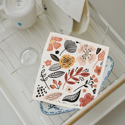 Eco-Friendly Swedish Dishcloth. Reusable, Ultra-Absorbent Cellulose Cotton Sponge Cloth | Sustainable & Biodegradable Cleaning for Kitchen & Home – Custom Nordic Design (Eclectic) - style: Eclectic