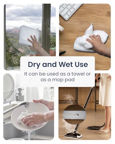 Microfiber Cleaning Cloth Compatible with Dupray/Wanger Steam Cleaner, Washable Neat Steam Mop Pads -Double Sided Soft & Absorbent Microfiber Towel for Various Cleaning scenarios, 6 Pack - color: White Cloth*6