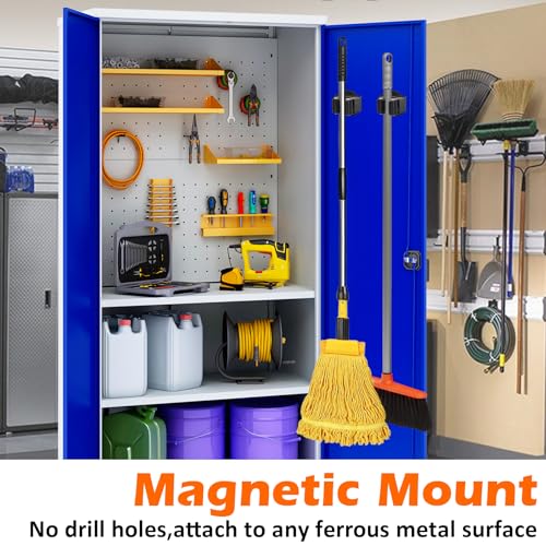 MUTUACTOR Magnetic Broom Holders,8PCS Anti-Slip Magnetic Mount Storage Broom Holder with Rubber Grippers, 12lbs Heavy Duty Magnetic Tool Holder for Work Garage Laundry Kitchen RV Van Accessories - style: Anti-slip,Black,8PCS