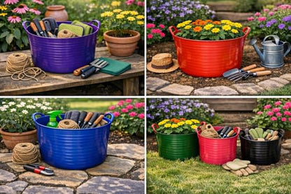 Red Gorilla Medium Flexible Plastic Tub, Toy Storage, Laundry, Gardening & More, 26 Liter/6.8 Gallon, Blue - color: Blue