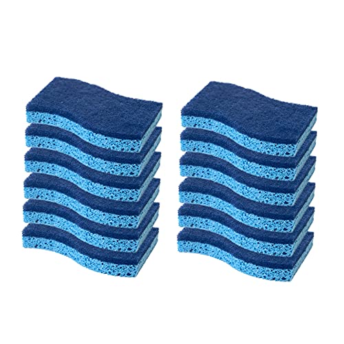 CELOX 12 Pack Non-Scratch Dish Sponge, Dual Sided Kitchen Sponges for Dishes, Long Lasting Dishwashing Household Cleaning Sponges for Kitchen, Easy to Dry and Reusable - color: Blue and Blue - S