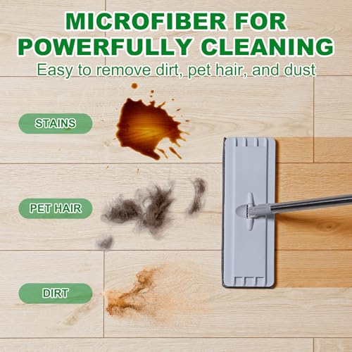 uxcell 2Pcs Microfiber Mop Pads, 11.8x5.5 Reusable Replacement Flat Mop Pad Refills with Hook-and-Loop for Home Office Restaurant Surface/Hardwood Floor Cleaning, Red - color: Red