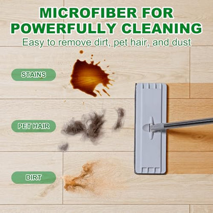 uxcell 2Pcs Microfiber Mop Pads, 11.8x5.5 Reusable Replacement Flat Mop Pad Refills with Hook-and-Loop for Home Office Restaurant Surface/Hardwood Floor Cleaning, Red - color: Red